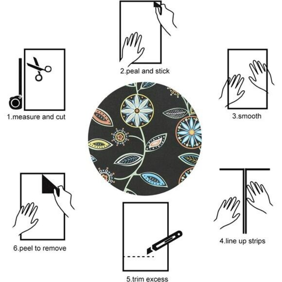 Floral Wallpaper 17.7" x 78.7" Multicolor Floral Peel and Stick Wallpaper - Picture 7 of 7